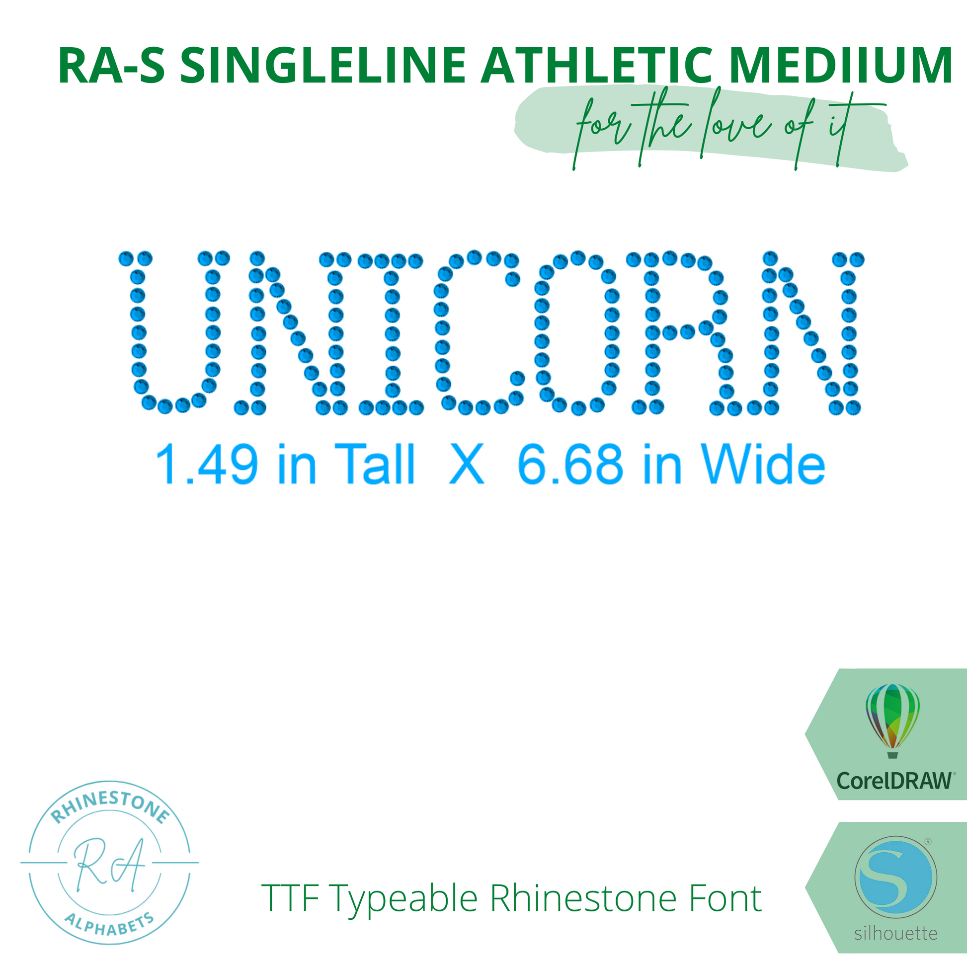 RA-S Medium Athletic SingleLine - RhinestoneAlphabets