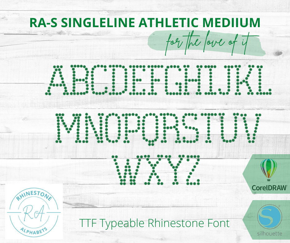 RA-S Medium Athletic SingleLine - RhinestoneAlphabets