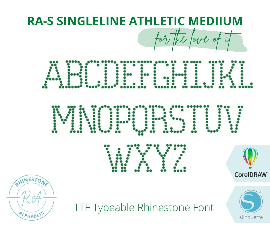 RA-S Medium Athletic SingleLine - RhinestoneAlphabets