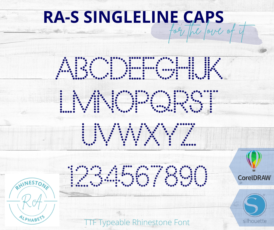 RA-S Singleline Caps - RhinestoneAlphabets