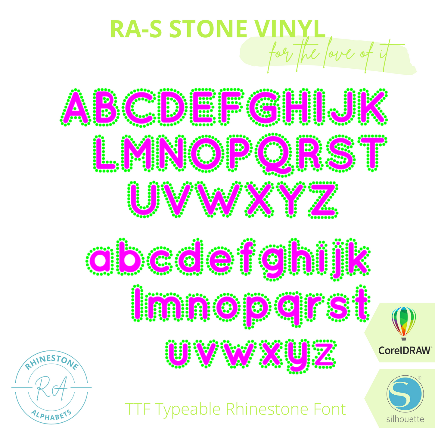 RA-S StoneVinyl Upper and Lower - RhinestoneAlphabets