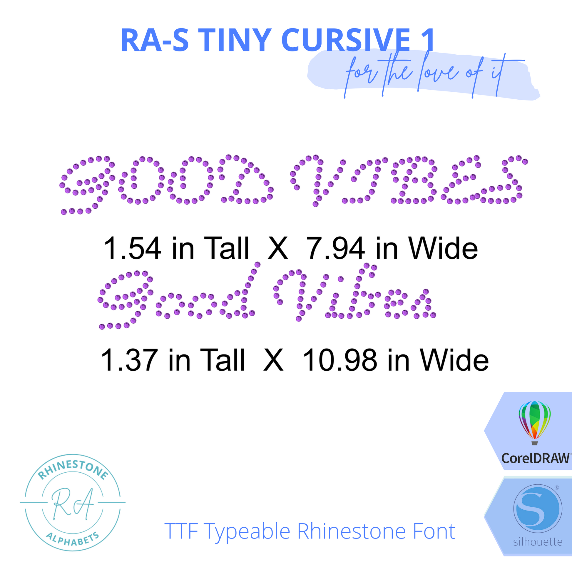 RA-S Tiny Cursive 1 - RhinestoneAlphabets