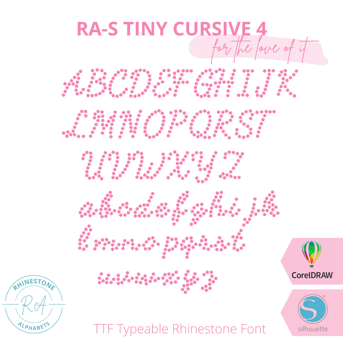 RA-S Tiny Cursive 4 - RhinestoneAlphabets