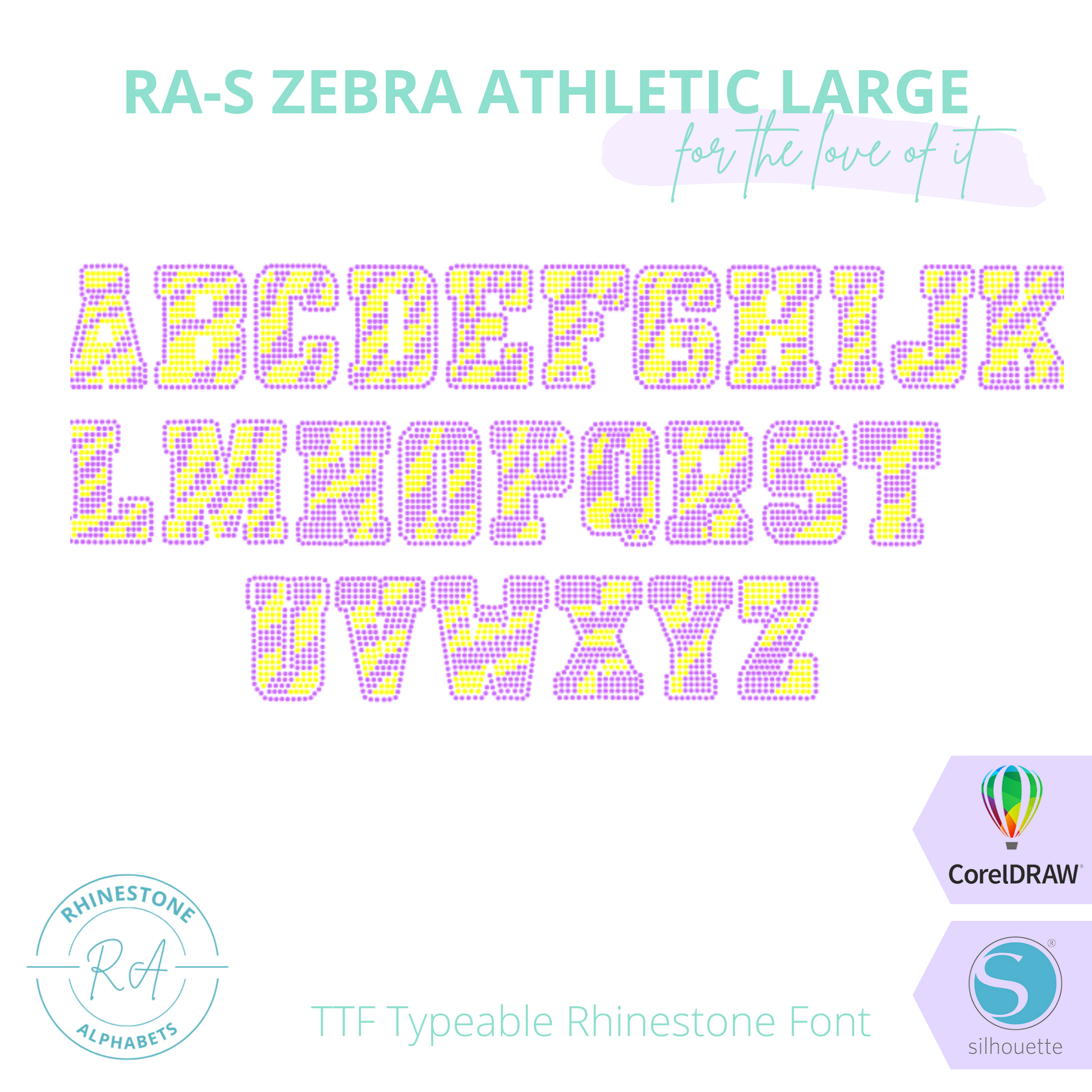 RA-S Zebra Athletic Large - RhinestoneAlphabets