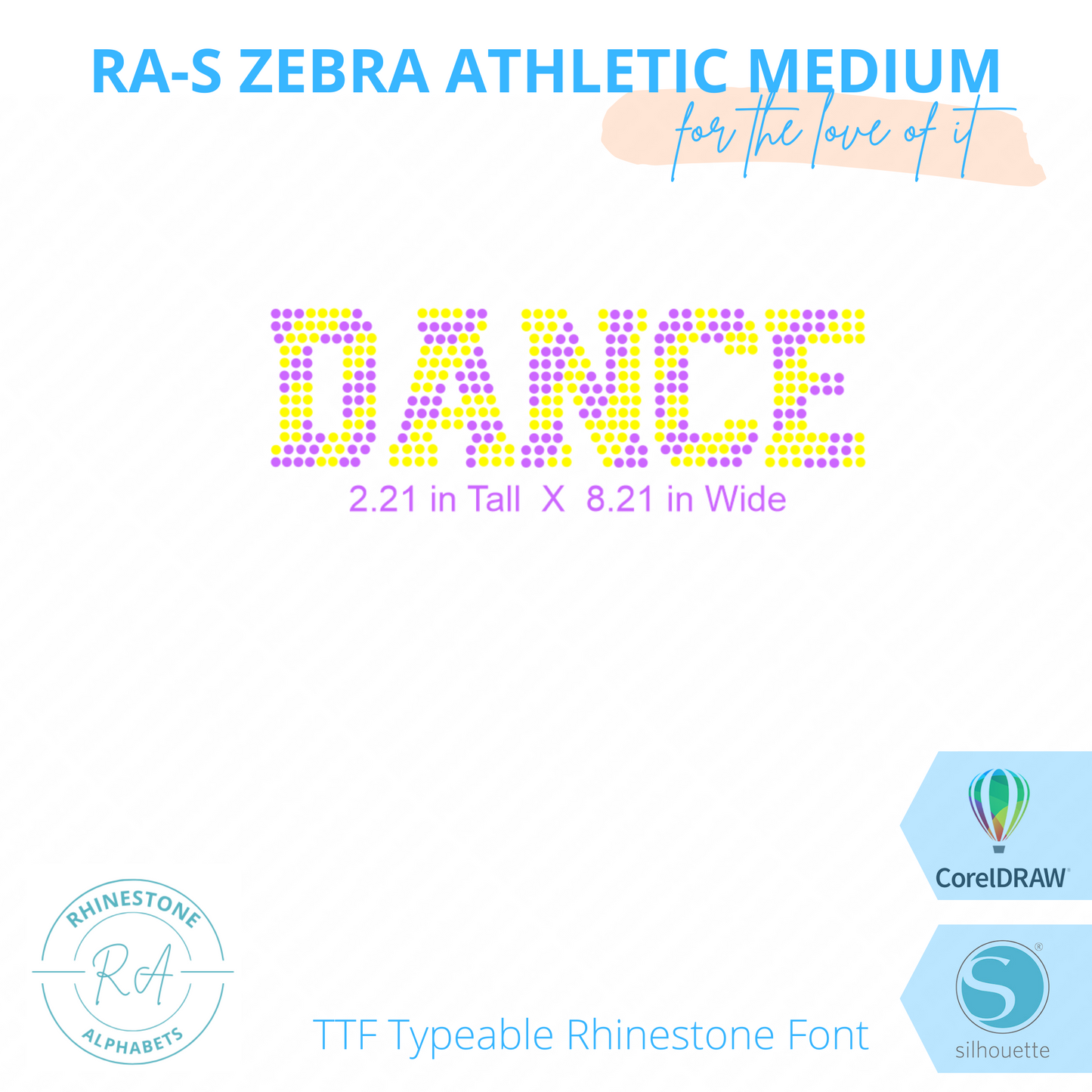 RA-S Zebra Athletic Medium - RhinestoneAlphabets